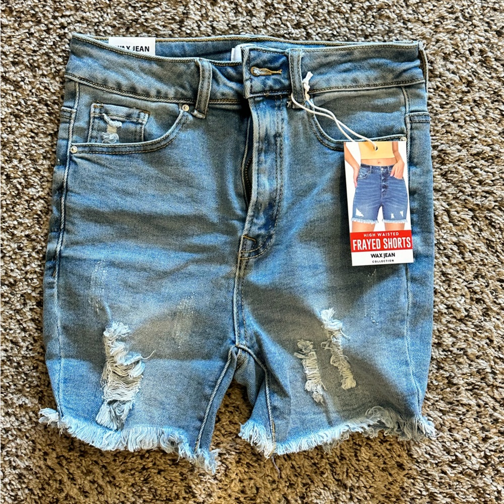 Wax Jean Collection High Waisted Frayed Shorts